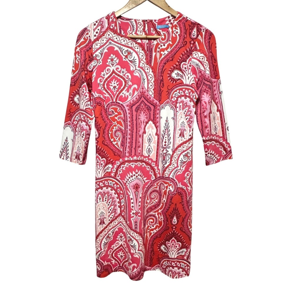J.McLaughlin Sophia Dress Moroccan Paisley Women Medium Coral Catalina Cloth NEW